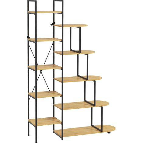 Bibliothèque étagère STAIRS aspect bois et noire (1/5)