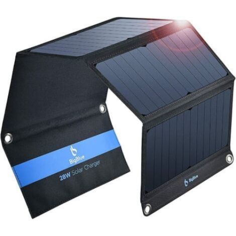 Chargeur solaire nomade QttvbTna 28W, cellule SunPower, triple port USB-A, étanche IPX4, universel pour iPhone/Samsung, format 29,5x16 cm