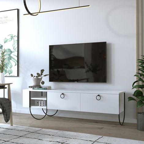 TV-Möbel Norfolk Weiß Melamin 150x44x36 cm (1/4)