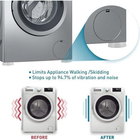 4 Pièces Pieds Anti-Vibration pour Machine à Laver et Sèche-Linge – Réduction du Bruit et des Vibrations – Installation Facile (1/3)