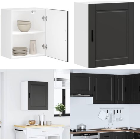 Mueble de pared de cocina Porto madera contrachapada negra - Muebles de cocina - Almacenamiento de cocina
