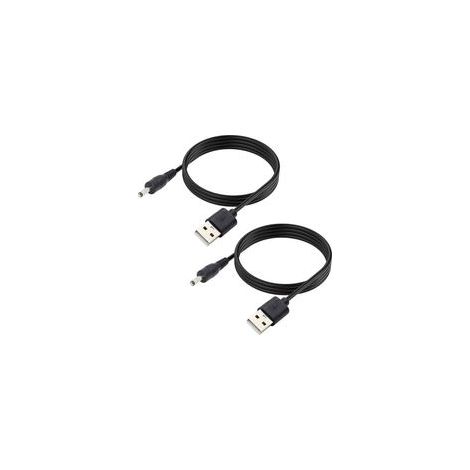 Paquete de 2 cables de alimentación de 5 V CC, USB 2.0 macho a CC de 2,5 mm x 0,7 mm macho, para routers, luces LED, altavoces y más, 1 m (1/4)