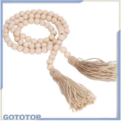 Guirlande de perles de bois Guirlande de perles en bois, fabriquée à la main, fabrication soignée, tenue deco pack (1/4)
