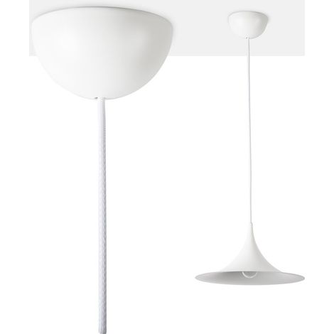 ALPINALUZ Lámpara Colgante Nórdoca Semiminimilista Aluminio Blanco para Restaurante, Cocina, Comerdor-E14 Inspirado de Gubi Cable Largo 3.8m (1/5)