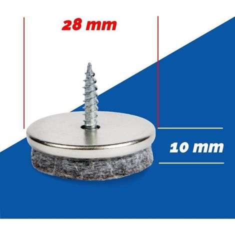 Patins per Mobili - 32 pezzi, Diametro 28mm, Spessore 5mm, Protezione Ideale per Piedi di Sedie, Facile Installazione con Vite (1/3)