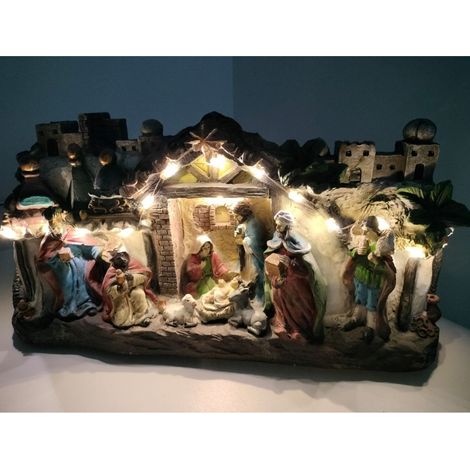 Figura della Natività illuminata a LED con i 3 Re Magi
