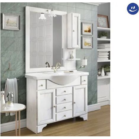 MOBILE BAGNO A TERRA CON SPECCHIERA E LAVABO INTEGRALE MODELLO GIOIA 105CM COMPOSIZIONE COMPLETA SAVINI DUE