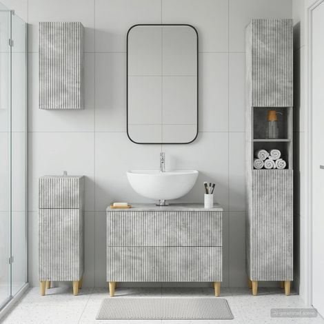 vidaXL 4 Piece Bathroom Cabinet Set ARNHEM Concrete Grey (1/5)
