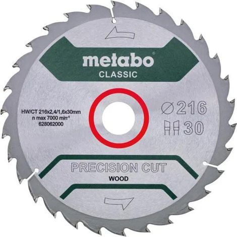 Metabo Precision Cut Wood Classic hoja para sierra 216 mm