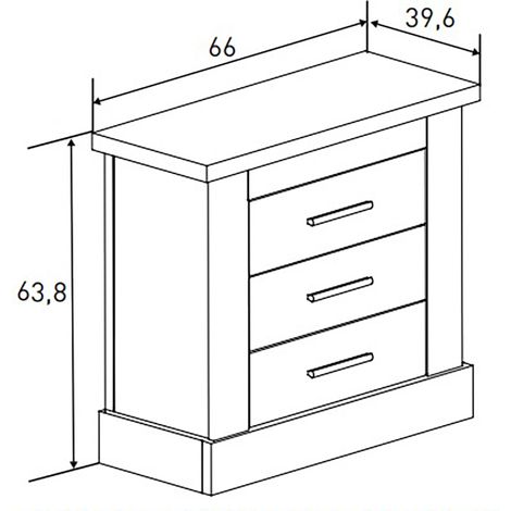 Table de nuit/ table de chevet coloris chêne cambrian, blanc - Longueur 66 x profondeur 39,6 x hauteur 63,8 cm -PEGANE-