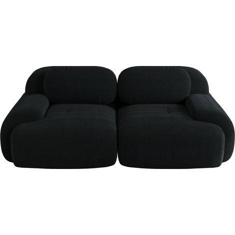 Sofá loveseat modular de pana negro sin estructura con reposabrazos curvos 208x103x70 cm HOMVRA (1/5)