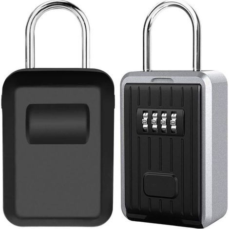 Wall-Mounted Secure Key Box with 4-Digit Combination Lock, Extra Large Outdoor Key Safe with Handle, XL Size Combination Key Box (Black) (1/5)