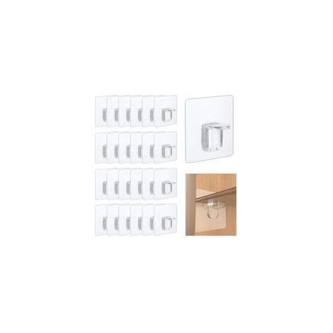 Lot de 24 Supports d'étagères Autocollants, 6 x 6 cm Chevilles de Support d'Étagère, Transparent D'étagère Supports Adhésifs, Supports Muraux Adhésifs (1/5)