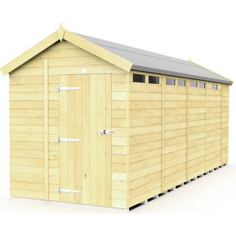 7 x 17 Feet Apex Security Shed - Single Door - Wood - L503 x W214 x H217 cm