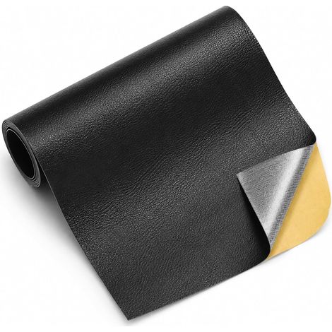 Simili Cuir Autocollant Noir, 30 x 137 cm Patch Réparation Cuir 0,8 mm, Feuille PVC Adhésive pour Canapé Sac Veste Siège Voiture Meuble DIY (1/5)