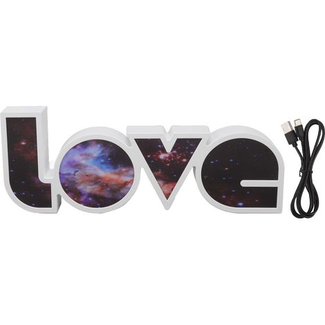 veilleuse-Lettre d'Amour Lumineuse LED - Douce lumière blanche pour anniversaire, mariage et décorations - Alimentation USB et piles AAA (nécessaires) - Dimensions 360x135x42mm - Matière ABS (1/5)