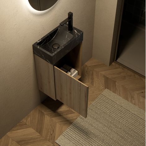 Schrank Waschbecken Aufbewahrung 40 cm Naturmarmor OKMYHOME (1/5)