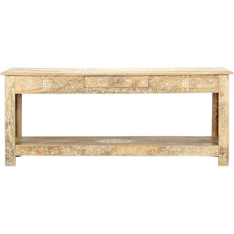 vidaXL Mesa de centro pintada a mano madera maciza mango 110x50x45 cm (1/2)