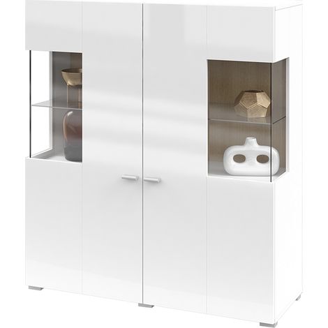 Credenza 2 ante Akram bianco e marrone 123cm