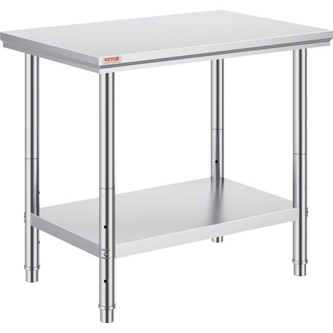 Table préparation inox 900 x 600 x 800 mm, 318 kg, établi métal 3 hauteurs réglables, cuisine restaurant garage (1/5)