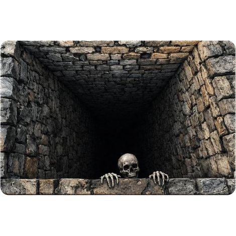 Paillasson antidérapant rond avec trou visuel pour Halloween (1/5)