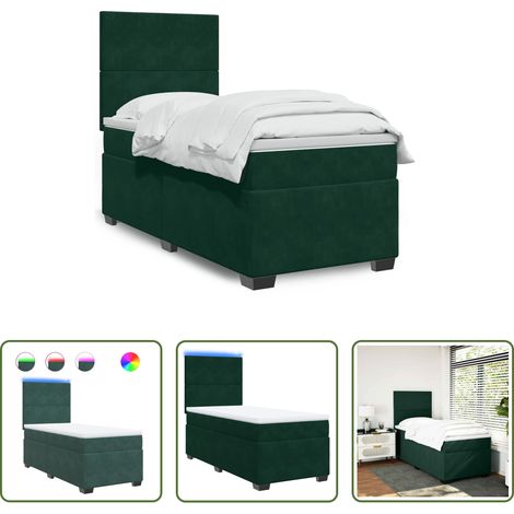 Matelas à ressorts ensachés - Sommier à lattes de lit avec matelas Vert foncé 100x200 cm (1/5)