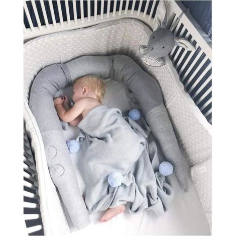 Tour De Lit Respirant Bebe ,Coussin Bébé Serpent Coussin Pare-chocs Velvet Berceau Pare-chocs Lit Bébé Bumper —74.8"(190cm) (1/4)