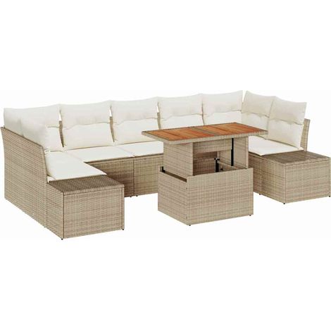 Set Divano da Giardino 8 pcs Beige Poly Rattan vidaXL (1/5)