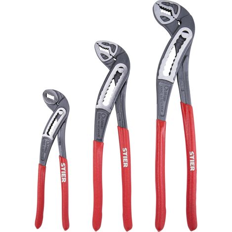 STIER Zangensatz WaPu+, Größen 180 mm, 240 mm, 300 mm, 3-teilige Wasserpumpenzangen, optimal für Halte-, Greif- und Biegearbeiten, vielseitig einsetzbar und langlebig (1/4)