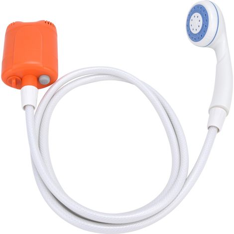Tragbares Outdoor-Duschset mit Camping-Duschpumpe und Handbrause für Wandern und Reisen, USB-Ladefunktion, Orange (1/5)