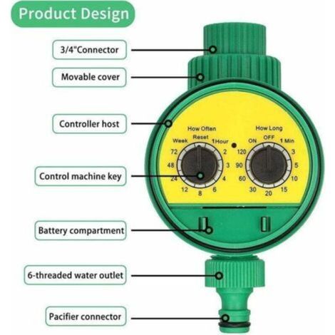 Timer per irrigazione, irrigazione automatica del giardino, controller di irrigazione impermeabile con display a LED per piante, prato, giardino e orto.