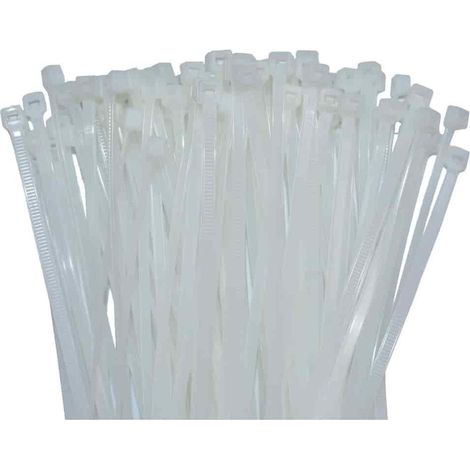 Colliers de Serrage 710mm, Blanc, Lot de 100, Attache Câbles Plastique