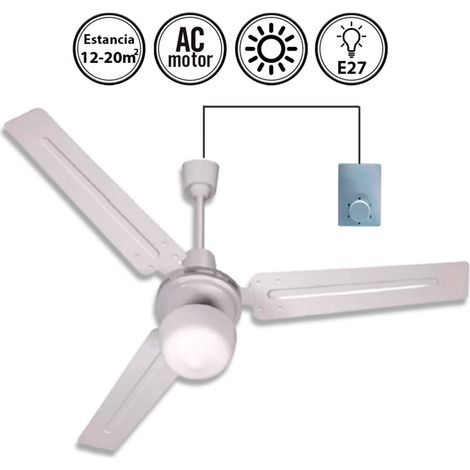 Ventilador de techo con luz con mando con cable AC blanco 90 cm solo verano E27 (1/3)
