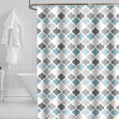 Sollbry Rideau de Douche 180x180 cm, Tissu Polyester Imperméable Anti Moisissure Lavable Machine Décoratif Long Baignoire Salle de Bain Rideau, avec 12 Anneaux de Rideaux Crochets (1/4)