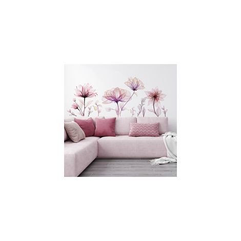 Grande Fleur Stickers Muraux Rose Floral Blossom Stickers Muraux Chambre Salon TV Fond Décor À La Maison (1/4)