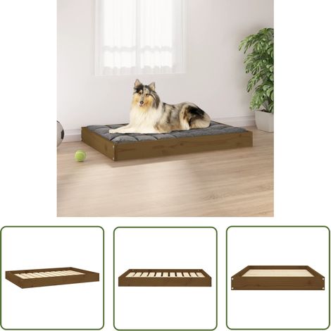 Hundebett Honigbraun 91,5x64x9 cm Massivholz Kiefer vidaXL