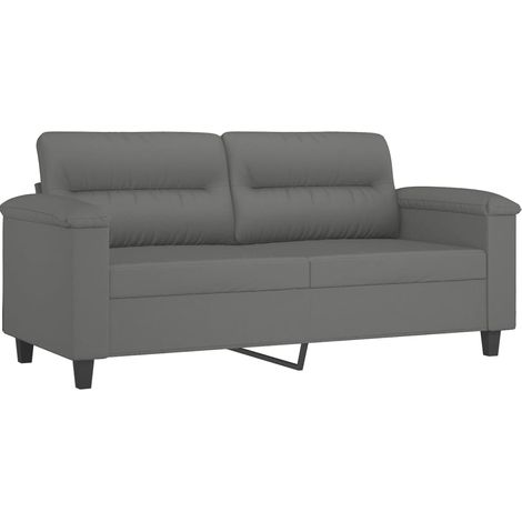 Canapé à 2 places,Sofa pour Salon,Banquette Gris foncé 140 cm Tissu microfibre CFW740202 (1/5)