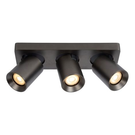 Spot plafond 3 têtes noir orientable GU10 5W Nigel Lucide