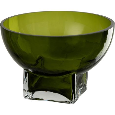 Vase Déco en Verre "Carol" 13cm Vert Olive (1/2)