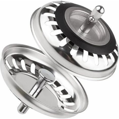Panier de bonde classic diamètre 79.3 mm，Lot de 2 Bouchon Evier Cuisine INOX, Filtre Evier Cuisine Universel,Bouchon de Bonde Evier Antiblocage en Acier Inoxydable, pour Cuisine et Salle de Bain (1/5)