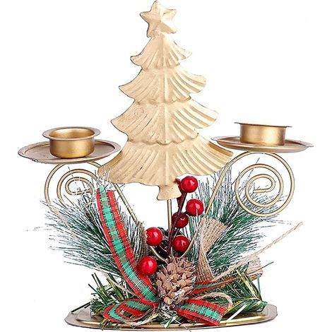 Christmas candles, tea light candle holder, wall candle holder, gilded iron wind-up candle holder, decorative Christmas arrangement, handcrafted metal decoration (1/4)