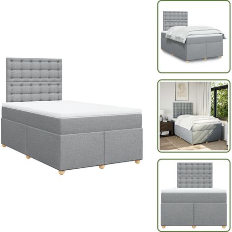 Sommier à lattes de lit et matelas gris clair 120x190 cm tissu - Sommier À Lattes De Lit - Sommiers À Lattes De Lit - Lit - Meuble De Chambre À Coucher (1/5)