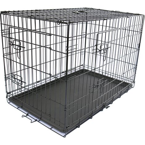 Pet Puppy Crate Folding Dog Training Travel Cage with Detachable Tray 24" Black