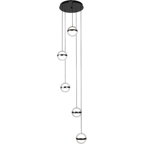 Suspension People 5L noire 140 W 10 920 lm 3 000–6 000 K 35 x 35 cm avec télécommande