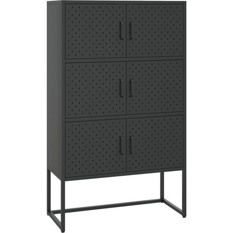 Aparador de acero negro 80x35x135 cm vidaXL (1/5)