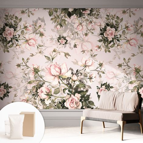 Papier peint intissé mural avec imprimé motifs uniques apparence moderne - Colle incluse gratuite Motif floral 312x219 cm (1/5)