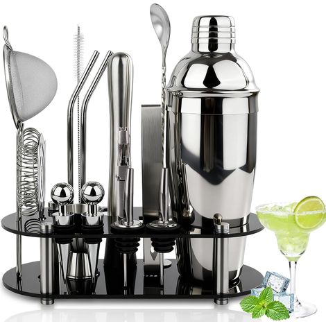 FoiiLiio Kit Complet pour Cocktails,Lot de 16 shakers à Cocktail en Acier Inoxydable,Shaker Cocktail 750ML,kit pour Barman,kit Cocktail Shaker et Accessoires (1/5)