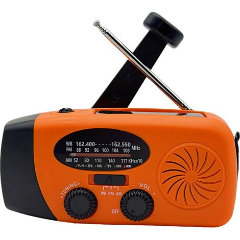 Radio-réveil avec Torche LED, Radio Portable AM/FM à énergie Solaire avec Alimentation Rechargeable, Recharge d'urgence du téléphone Portable (1/5)