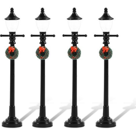Lampadaire Miniature,Mini Village Lumineux Scène de Noël,Kit Porte Lutin de Noël,Dollhouse Streetlight Miniature Village Voie Lanterne Post pour DIY Micro Paysage- Décorations de Noël (B) (1/5)
