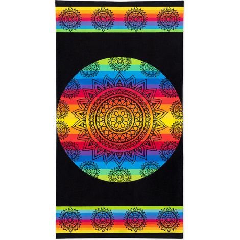 Telo Mare Jacquard Spugna Asciugamano Spiaggia Disegno Multi Mandala KR